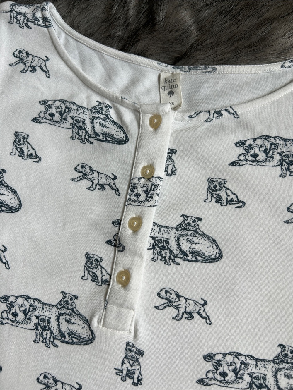 Kate Quinn Pitbull Print Sleep Dress with Kangaroo Pocket Organic Cotton Size XS - Picture 6 of 9